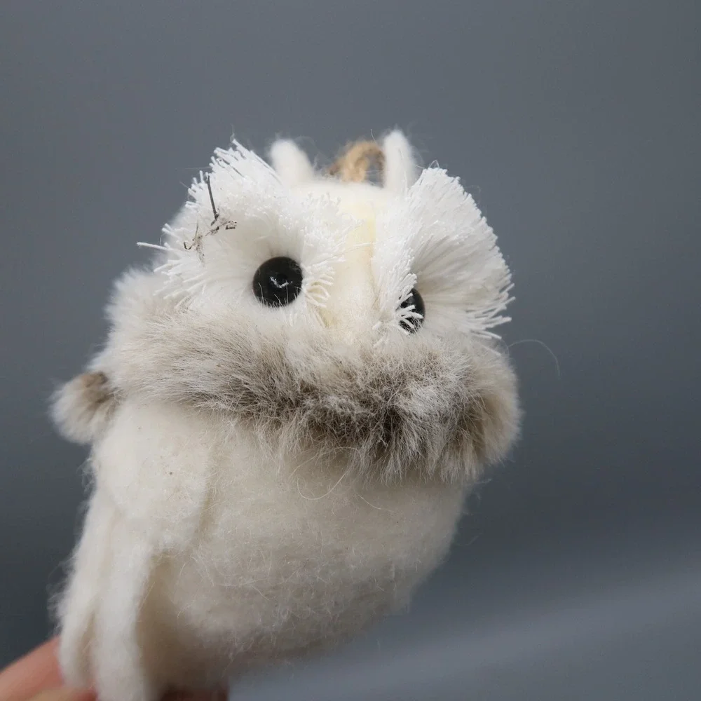 2 Target Wondershop Christmas Ornament Snow Owl Realistic Faux Fur lot